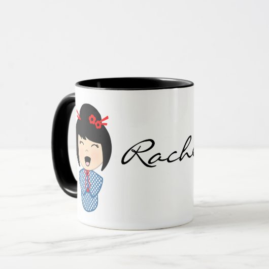 Kokeshi Doll Black 11 oz Combo Mok (Voorkant links)