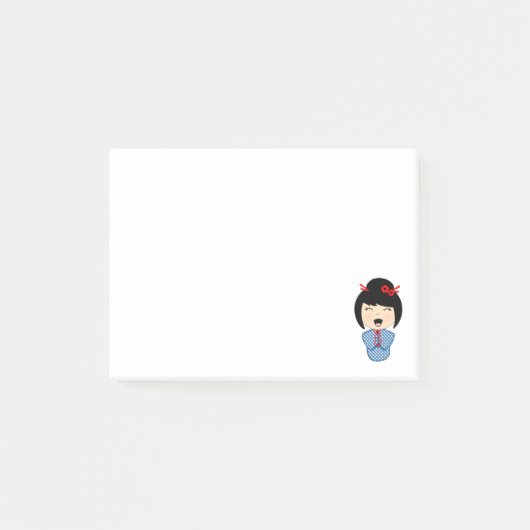 Kokeshi Doll Blue Post-it® notes 4 x 3 (Voorkant)