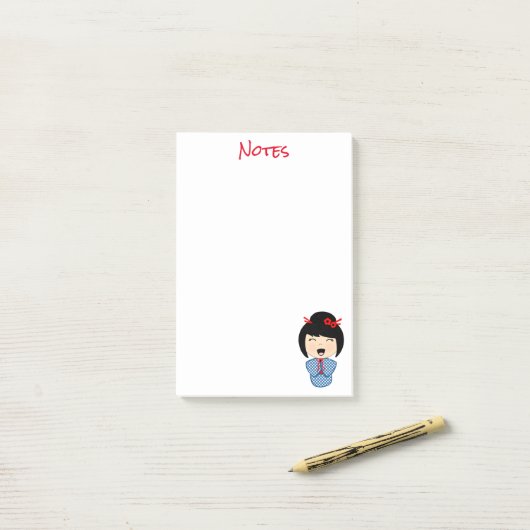 Kokeshi Doll Blue Post-it® notes 4 x 6 (Op bureau)