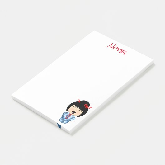 Kokeshi Doll Blue Post-it® notes 4 x 6 (Schuin)