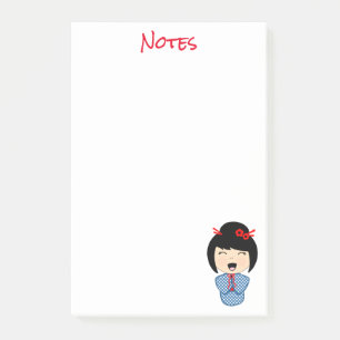 Kokeshi Doll Blue Post-it® notes 4 x 6