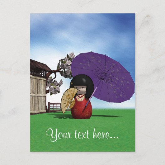 Kokeshi Doll Briefkaart (Voorkant)