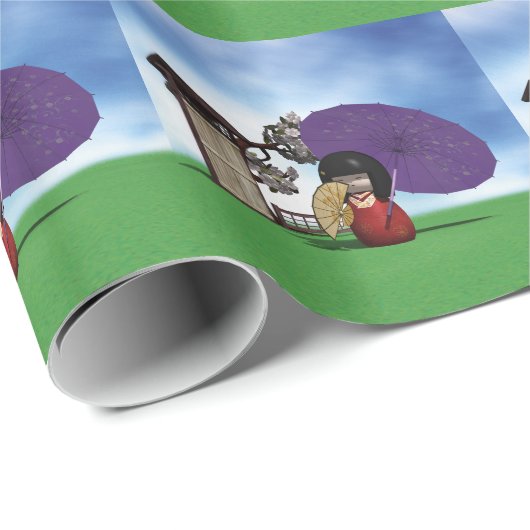 Kokeshi Doll Cadeaupapier (Rol Hoek)