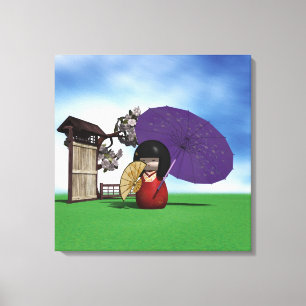 Kokeshi Doll Canvas Afdruk