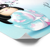 Kokeshi Doll Cherry Blossom Baby shower Poster (Hoek)