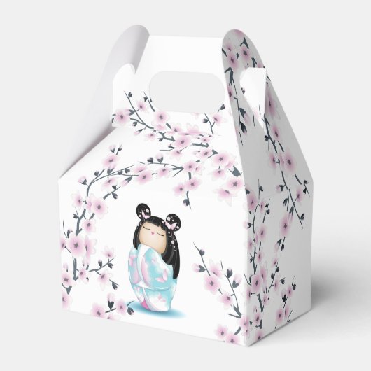 Kokeshi Doll Cherry Blossom Bedankdoosjes (Voorkant Zijde)