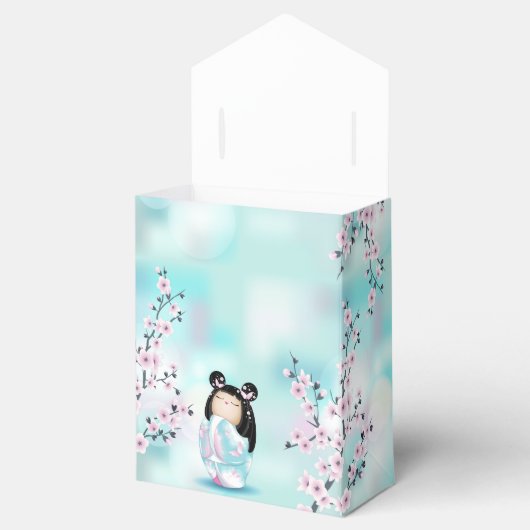 Kokeshi Doll Cherry Blossom Custom Birthday Bedankdoosjes (Geopend)