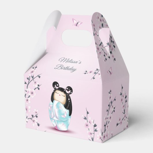 Kokeshi Doll Cherry Blossom Dusty Pink Bedankdoosjes (Achterkant)