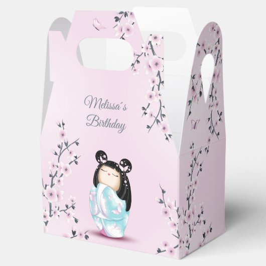 Kokeshi Doll Cherry Blossom Dusty Pink Bedankdoosjes (Geopend)