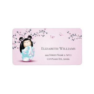 Kokeshi Doll Cherry Blossom Etiket