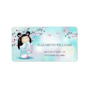 Kokeshi Doll Cherry Blossom Etiket