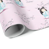 Kokeshi Doll Cherry Blossom | Geestdag meisje Cadeaupapier (Rol Hoek)