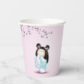 Kokeshi Doll Cherry Blossom | Geestdag meisje Papieren Bekers (Achterkant)