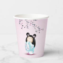 Kokeshi Doll Cherry Blossom | Geestdag meisje Papieren Bekers