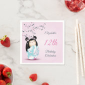 Kokeshi Doll Cherry Blossom | Geestdag meisje Servet (Insitu)