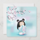 Kokeshi Doll Cherry Blossom Girl Birthday Kaart (Achterkant)