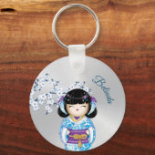 Kokeshi Doll Cherry Blossom Girl Naam Sleutelhanger (Voorkant)