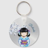 Kokeshi Doll Cherry Blossom Girl Naam Sleutelhanger (Achterkant)