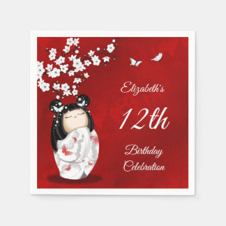 Kokeshi Doll Cherry Blossom | Girl´s Birthday Napk Servet