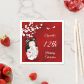 Kokeshi Doll Cherry Blossom | Girl's Birthday Napk Servet (Insitu)