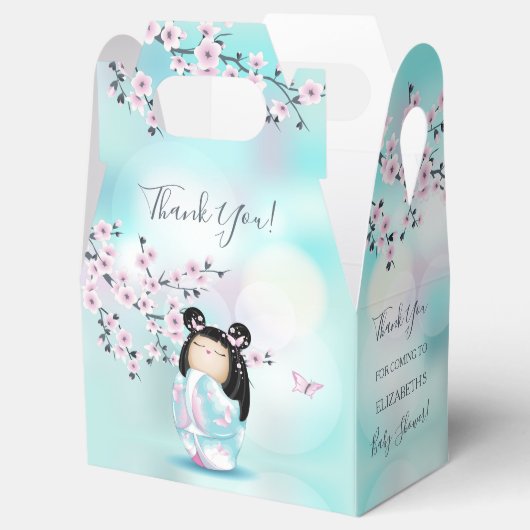 Kokeshi Doll Cherry Blossom | MeisjesBaby shower Bedankdoosjes (Geopend)