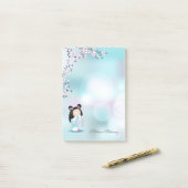 Kokeshi Doll Cherry Blossom Pink Turquoise Name Post-it® Notes (Op bureau)