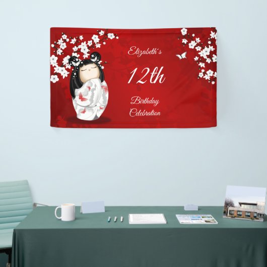 Kokeshi Doll Cherry Blossom Red | Girl´s Birthday Spandoek (Beurs)