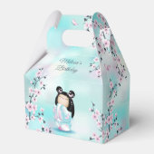 Kokeshi Doll Cherry Blossom Turquoise Bedankdoosjes (Voorkant Zijde)