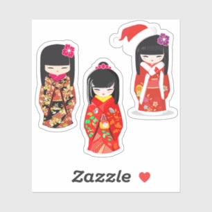 Kokeshi Doll Collectie Sticker