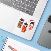 Kokeshi Doll Collectie Sticker (Laptop met iPhone)