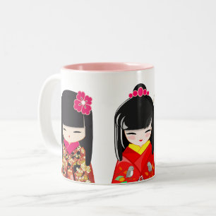 Kokeshi Doll Collectie Tweekleurige Koffiemok