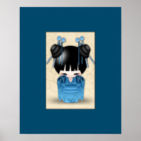 Kokeshi Doll Dressed In Blue