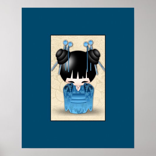 Kokeshi Doll Dressed In Blue Poster (Voorkant)