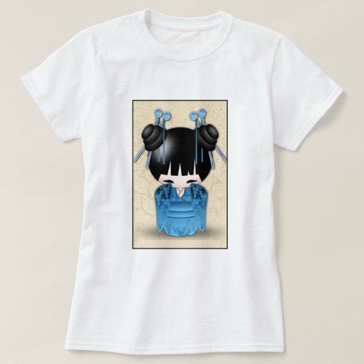 Kokeshi Doll Dressed In Blue T-shirt (Design voorkant)