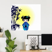 Kokeshi doll en bamboe poster (Thuiskantoor)
