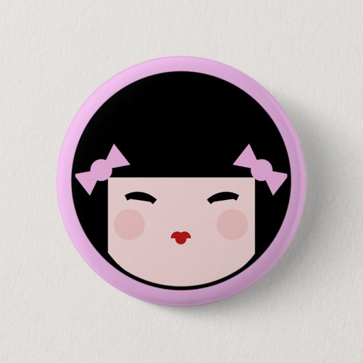 Kokeshi Doll Face Button Badges (Voorkant)