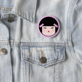 Kokeshi Doll Face Button Badges (In situ)