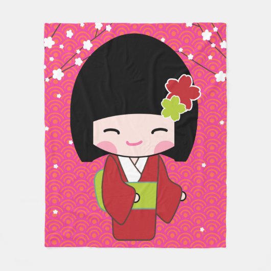 Kokeshi Doll fleece werp Blanket (Voorkant)