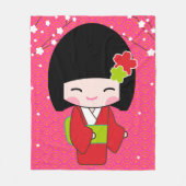 Kokeshi Doll fleece werp Blanket Deken (Voorkant)