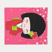 Kokeshi Doll fleece werp Blanket Deken (Voorkant (Horizontaal))