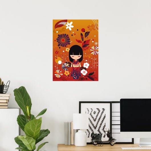 Kokeshi Doll Forest Poster (Thuiskantoor)