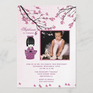 Kokeshi Doll Fotouitnodiging Kaart