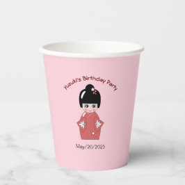 Kokeshi Doll - gepersonaliseerde verjaardag Papieren Bekers