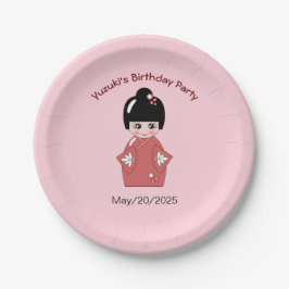 Kokeshi Doll - gepersonaliseerde verjaardag Papieren Bordje