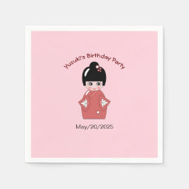 Kokeshi Doll - gepersonaliseerde verjaardag Servet