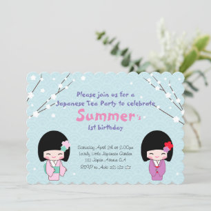 Kokeshi Doll Japanse Tea Party Kaart