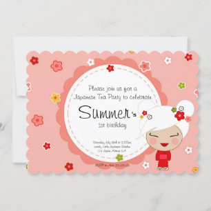 Kokeshi Doll Japanse Tea Party Kaart