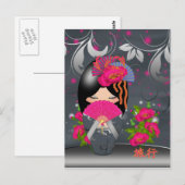 Kokeshi Doll "Journey" Postcard Briefkaart (Voorkant / Achterkant)