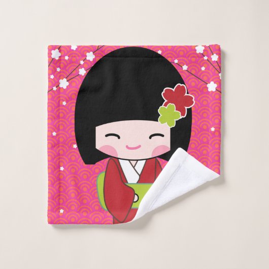 Kokeshi Doll kawaii Wash Cloth Washandje (Wasdoekje)