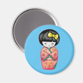 Kokeshi Doll - Kimono Geisha Girl  Magneet (Voorkant / Achterkant)